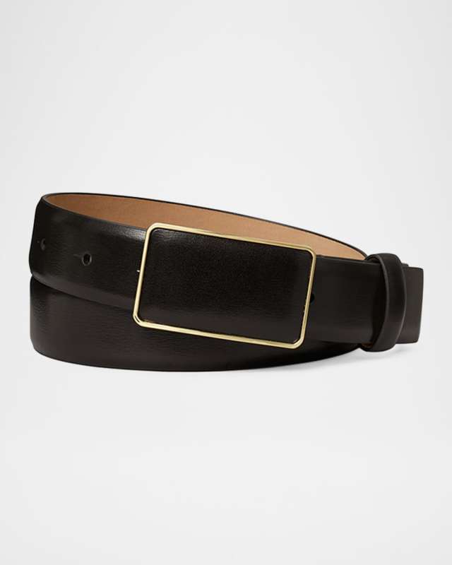 Smooth Leather Plate Belt
